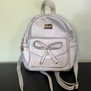 Silver Mini Backpack with Adorable Bow